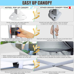 HOTEEL Canopy 10'x20' Pop Up Canopy Tent Heavy Duty Waterproof Adjustable Commercial Instant Canopy Outdoor Party Canopy Parties,Wedding,Outside Patio,Event,Backyard,Blue