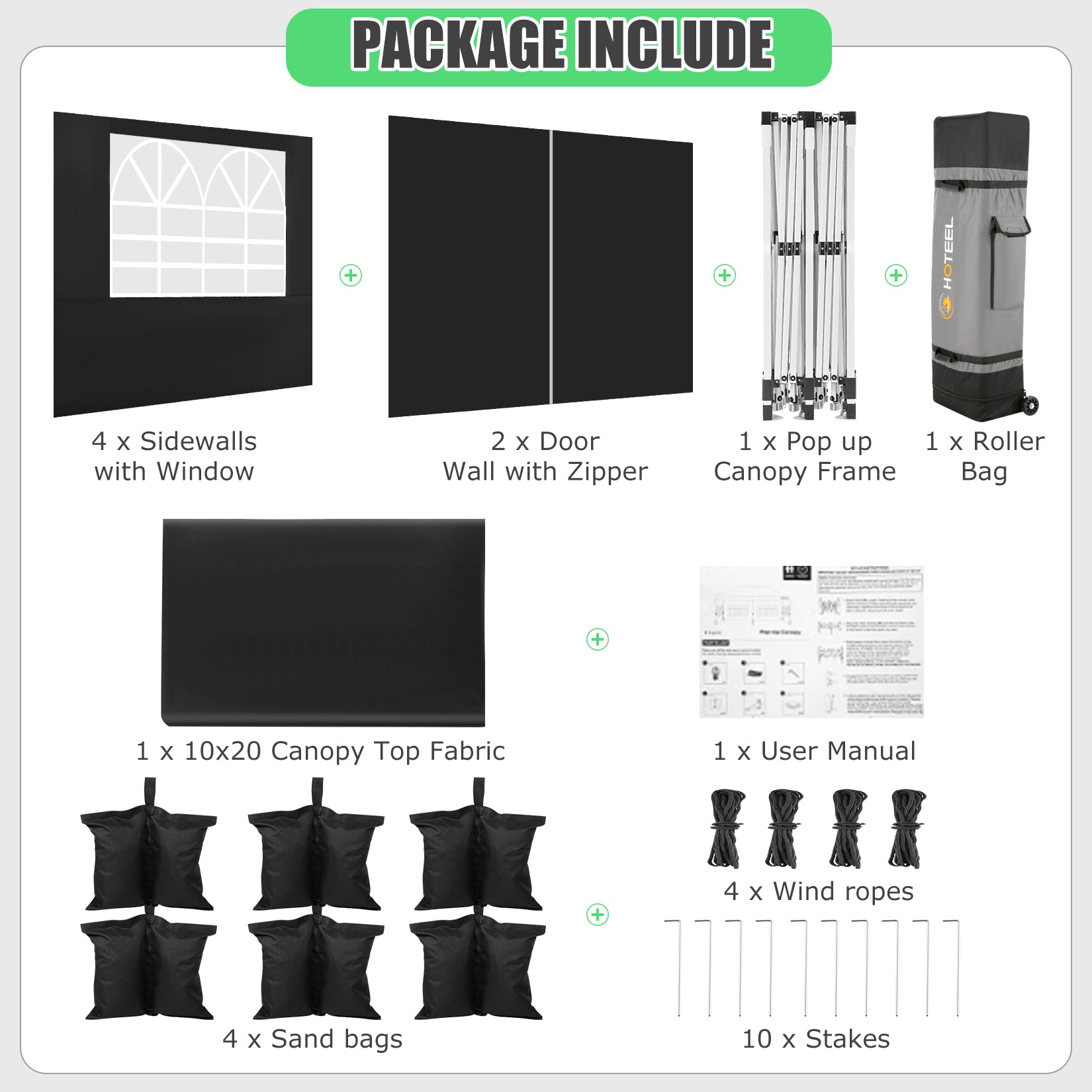 COBIZI 10x20 Pop Up Canopy Tents for Parties, Easy Up Canopy with Sidewalls Waterproof, Event Gazebo Canopy with Wheeled Bag & 4 Sandbags, Outdoor Tent for Patio,Wedding, Backyard, Camping, Black