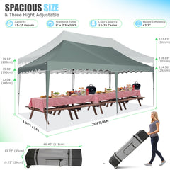 HOTEEL Canopy 10'x20' Pop Up Canopy Tent Heavy Duty Waterproof Adjustable Commercial Instant Canopy Outdoor Party Canopy Parties,Wedding,Outside Patio,Event,Backyard,Blue