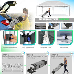 HOTEEL Canopy 10'x20' Pop Up Canopy Tent Heavy Duty Waterproof Adjustable Commercial Instant Canopy Outdoor Party Canopy Parties,Wedding,Outside Patio,Event,Backyard,Blue