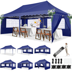 HOTEEL 10x20 Pop up Canopy Tents with Removeble Sidewalls,Outdoor Gazebo with Wheeled Bag & 4 Sandbags,for Patio,Wedding,Backyard,Camping,Parties,Event
