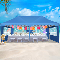 HOTEEL 10‘x20’ Pop up Canopy Tents with Removeble Sidewalls,Outdoor Gazebo with Wheeled Bag & 4 Sandbags,for Patio,Wedding,Backyard,Camping,Parties,Event,Blue