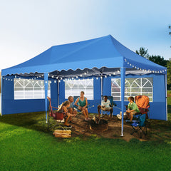 HOTEEL 10‘x20’ Pop up Canopy Tents with Removeble Sidewalls,Outdoor Gazebo with Wheeled Bag & 4 Sandbags,for Patio,Wedding,Backyard,Camping,Parties,Event,Blue