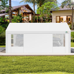 Hoteel Carport 10x20 ft Heavy Duty Car Canopy with Roll-up Windows Portable Garage with Removable Sidewalls & Door, Outdoor Canopy Carport Portable Car Tent Garage Car Canopy with Steel Frame
