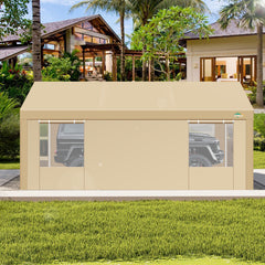 COBIZI Carport 10'x20' Large Heavy Duty Car Canopy with Steel Frame, Portable Garage Wedding Tent Big Tents Carports Shelter, All-Season Tarp for Outdoor Party Birthday, Khaki