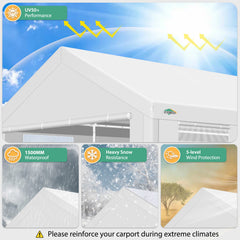 Hoteel Carport 10x20 ft Heavy Duty Car Canopy with Roll-up Windows Portable Garage with Removable Sidewalls & Door, Outdoor Canopy Carport Portable Car Tent Garage Car Canopy with Steel Frame
