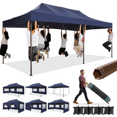 COBIZI 10x20 Pop Up Canopy Tent Heavy Duty with 6 Removable Sidewalls, Commercial Heavy Duty Pop Up Tent for Parties All Weather Waterproof and UV 50+ Wedding Tent with Roller Bag(Legs Upgraded)