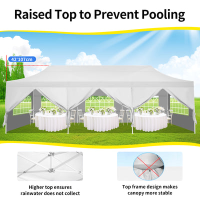 HOTEEL 10¡¯x30' pop-up tent, suitable for parties, heavy-duty easy-to-set-up tent with 8 side walls, outdoor commercial instant gazebo, suitable for wedding events, with portable bag