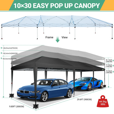 COBIZI 10'x30' Pop up Canopy with 6 Sidewalls & Carry Bag, Black SPC204