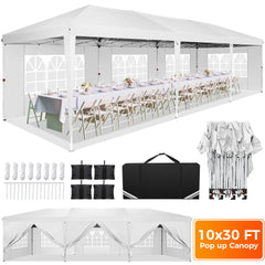 COBIZI 10x20 EZ Pop Up Canopy Tent Party Tent Outdoor Event Protable Instant Shelter Canopy Gazebo with Sandbags and Carry Bag,Black