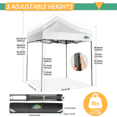 COBIZI 6.5'x6.5' Pop up Canopy with Carry Bag, SPC93