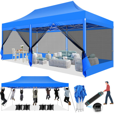 COBIZI 10'x20' Heavy Duty Canopy Gazebo, Ez up with 6 Netting Sidewalls SPC000097