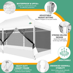 COBIZI 10'x20' Heavy Duty Canopy Tent, Pop up Gazebo with Netting Screened ,Waterproof Ez up Canopy with Sidewalls, Outdoor Instant Party Tent for Backyard,Dark Blue