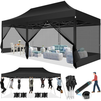 COBIZI 10'x20' Heavy Duty Canopy Gazebo, Ez up with 6 Netting Sidewalls SPC000097