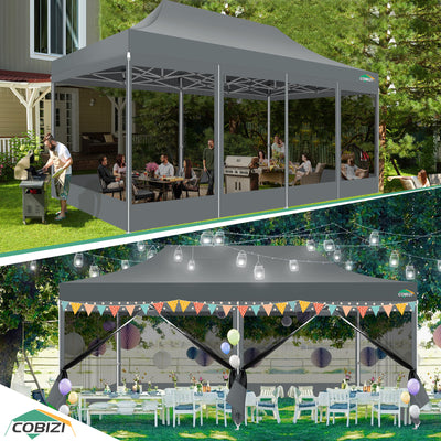 COBIZI 10'x20' Heavy Duty Canopy Gazebo, Ez up with 6 Netting Sidewalls SPC97