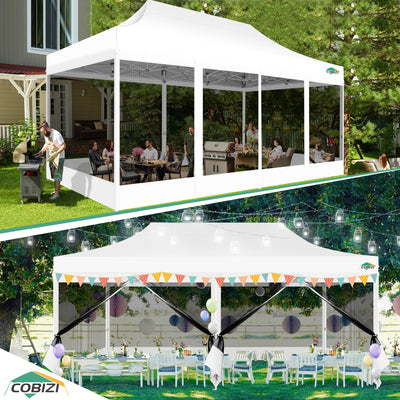 COBIZI 10'x20' Heavy Duty Canopy Gazebo, Ez up with 6 Netting Sidewalls SPC000097