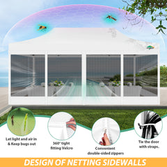 COBIZI 10'x20' Heavy Duty Canopy Tent, Pop up Gazebo with Netting Screened ,Waterproof Ez up Canopy with Sidewalls, Outdoor Instant Party Tent for Backyard,Dark Blue