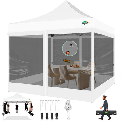 COBIZI 10'x10' Heavy Duty Pop up Canopy Gazebo with Netting Screened SPC111