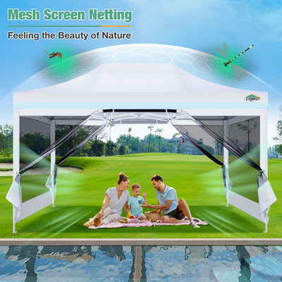COBIZI 10'x15' Heavy Duty Pop Up Canopy Gazebo with Netting Screened SPC112
