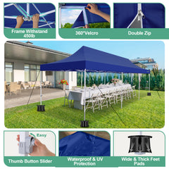 COBIZI 10'x30' Heavy Duty Canopy Tent, Pop up Gazebo with Netting Screened ,Waterproof Ez up Canopy with Sidewalls, Outdoor Instant Party Tent for Backyard,Dark Blue