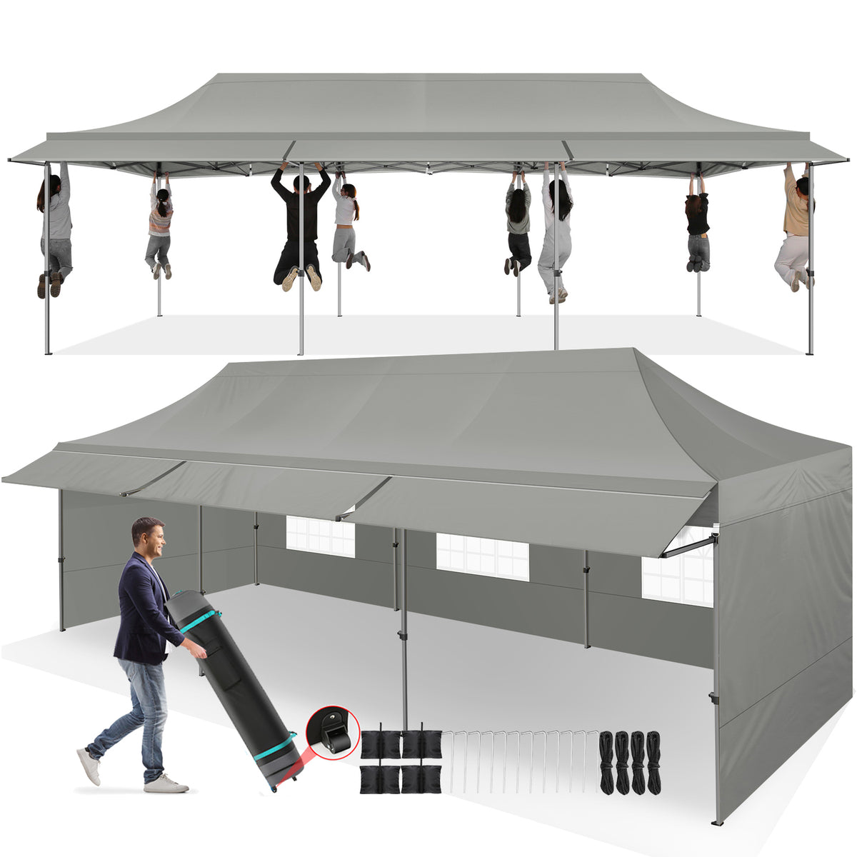 COBIZI 10'x30' Heavy Duty Pop up Canopy Tent with Extended Awning SPC119