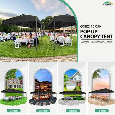 COBIZI 10'x30' Pop up Waterproof Canopy with Sidewalls & Wheel Carry Bag SPC305