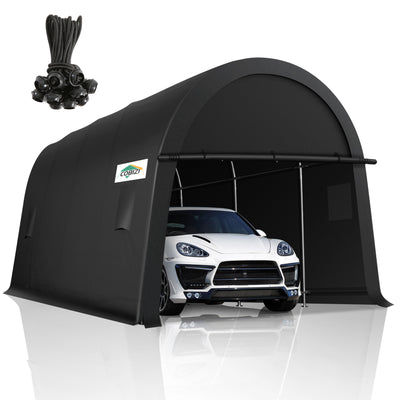 Hoteel 10¡Á20 ft Heavy Duty Carport Outdoor Metal Car Tent with Metal Frame and Round Roof, Anti-Snow Portable Garage Storage Shelter for Automobiles,Trucks and Boats