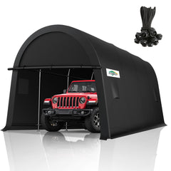 COBIZI 10x15' Heavy Duty Carport Canopy With Double Zippered Roll-up Doors & Vents, Anti-Snow Waterproof SPC000130