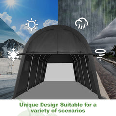 HOTEEL Carport 10x15ft Heavy Duty, Portable Garage Carport Canopy with All-Steel Metal Frame & Vents, Round Style Outdoor Storage Shed for Car, Truck, Boat, Patio Furniture Anti-Snow Waterproof