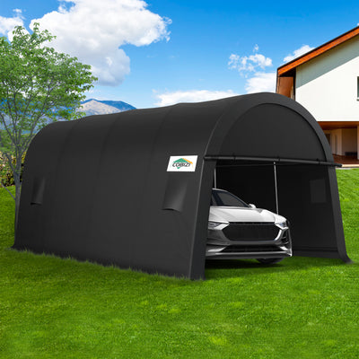 COBIZI 10'x15' Heavy Duty Carport Canopy With Double Zippered Roll-up Doors & Vents, Anti-Snow Waterproof SPC000130