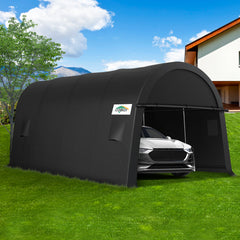 COBIZI 10x15' Heavy Duty Carport Canopy With Double Zippered Roll-up Doors & Vents, Anti-Snow Waterproof SPC000130