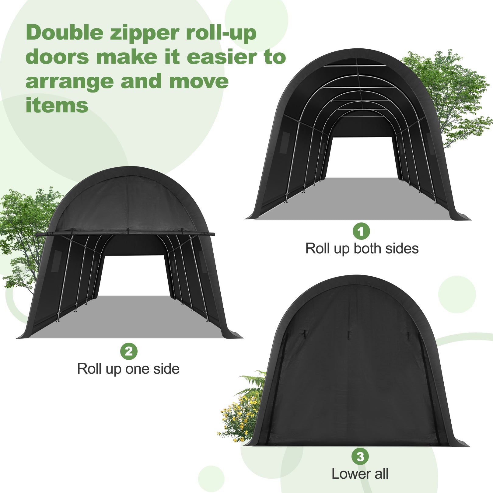 HOTEEL Carport 10x20ft Heavy Duty, Portable Garage Carport Canopy with All-Steel Metal Frame & Vents, Round Style Outdoor Storage Shed for Car, Truck, Boat, Patio Furniture Anti-Snow Waterproof