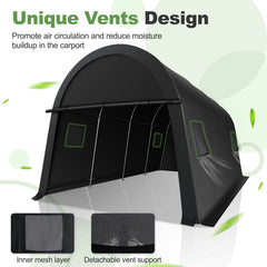 COBIZI 10x15' Heavy Duty Carport Canopy With Double Zippered Roll-up Doors & Vents, Anti-Snow Waterproof SPC000130