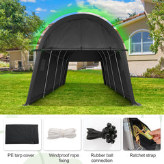 COBIZI 10x15' Heavy Duty Carport Canopy With Double Zippered Roll-up Doors & Vents, Anti-Snow Waterproof SPC000130