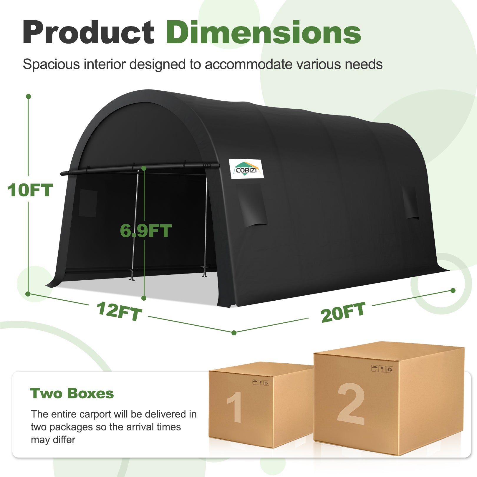 HOTEEL Carport 10x20ft Heavy Duty, Portable Garage Carport Canopy with All-Steel Metal Frame & Vents, Round Style Outdoor Storage Shed for Car, Truck, Boat, Patio Furniture Anti-Snow Waterproof