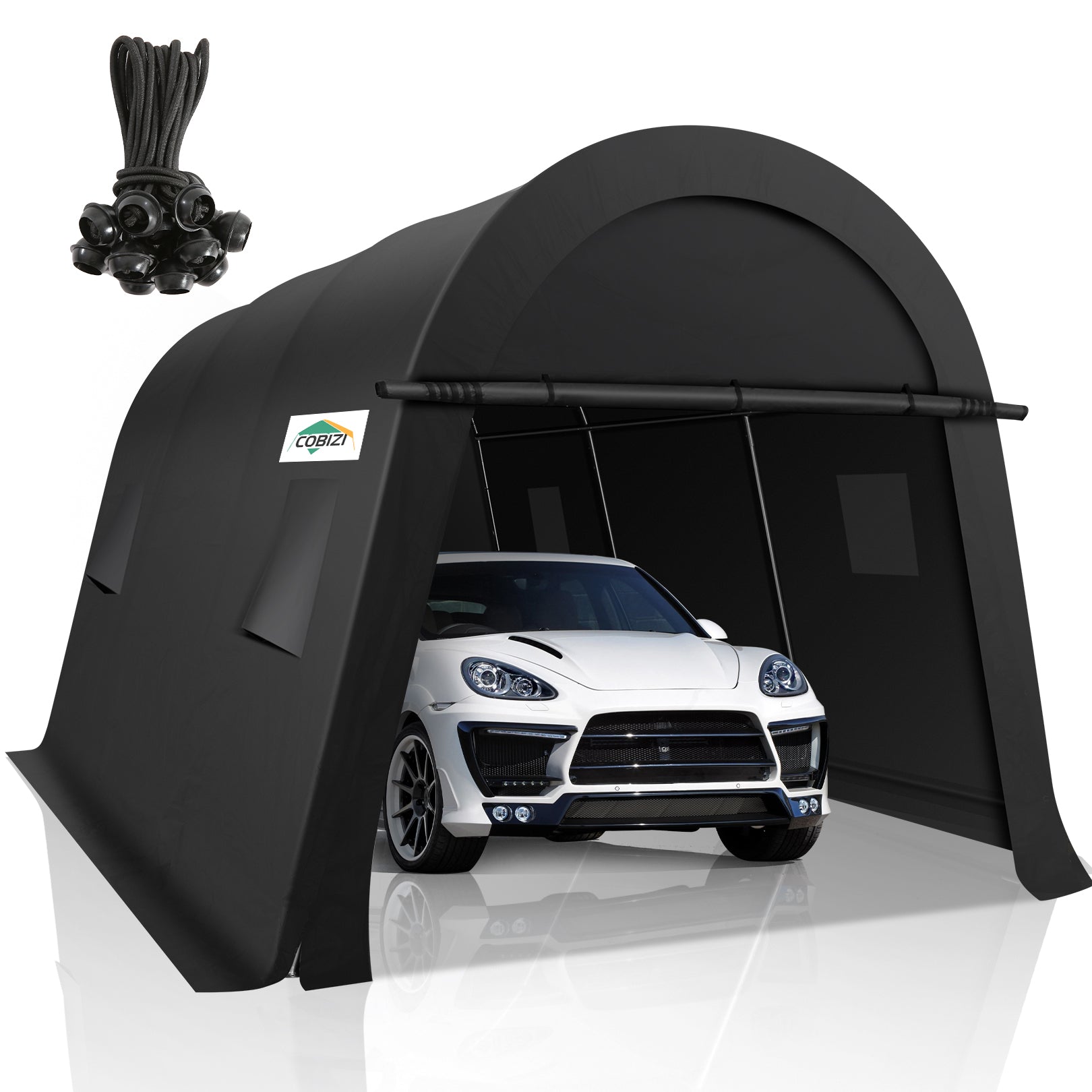 COBIZI 10'x15' Heavy Duty Carport Canopy With Double Zippered Roll-up Doors & Vents, Anti-Snow Waterproof SPC000130
