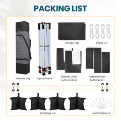 HOTEEL 10x10 Outdoor Canopy Party Tent EZ Pop Up Canopy Portable Commercial Instant Canopy Shelter Tent Waterproof Gazebo with 4 Sidewalls & Carry Bag,Stakes & Ropes,Black