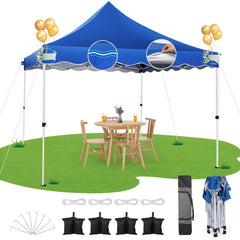 HOTEEL 10x10 Pop Up Canopy Outdoor Shade, Easy Up Sun Shelter with One Person Set Up Center Lock, Commercial Instant Canopy Tent, Portable Instant Camping Beach Canopy Tents for Parties, Beach