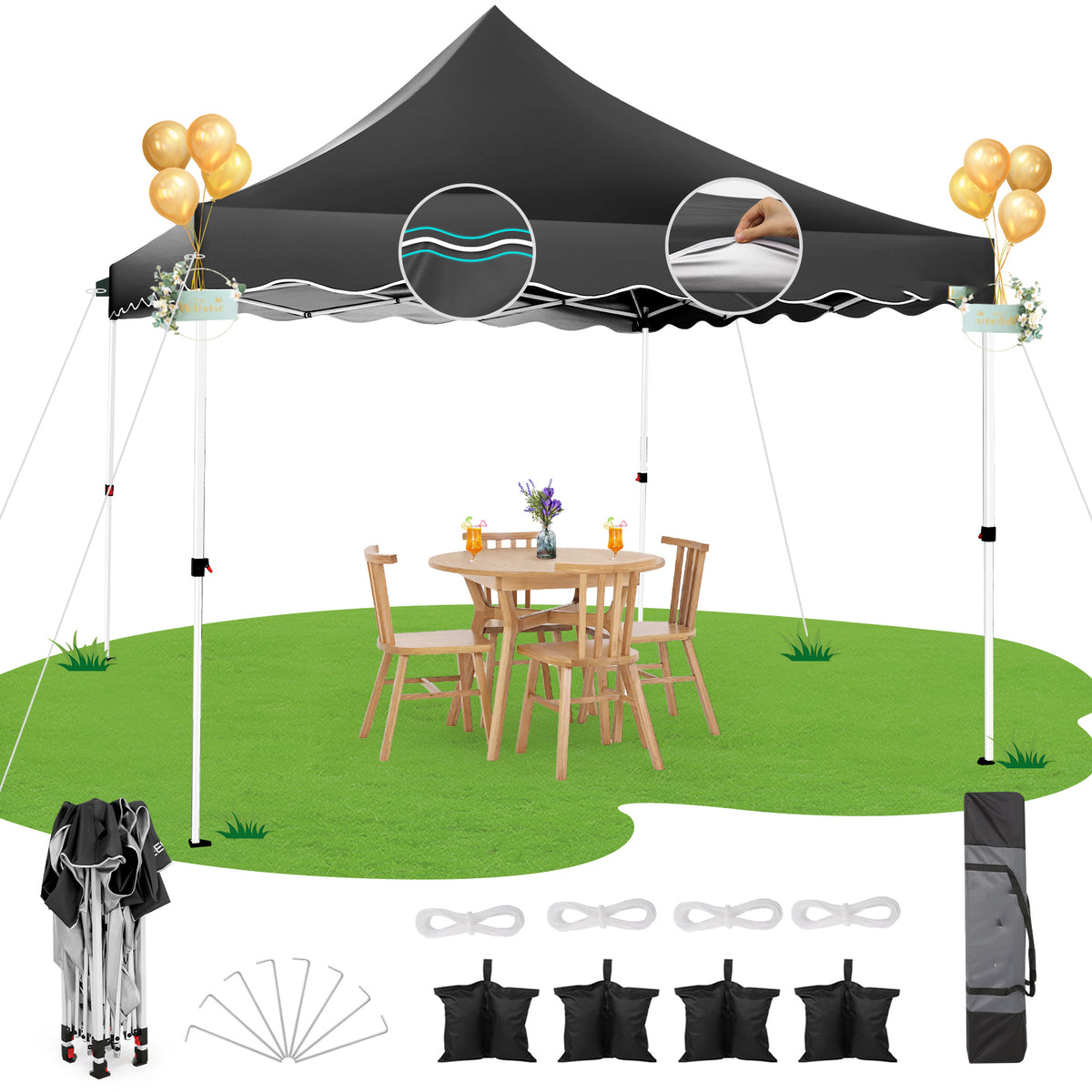 HOTEEL 10x10 Pop Up Canopy Outdoor Shade, Easy Up Sun Shelter with One Person Set Up Center Lock, Commercial Instant Canopy Tent, Portable Instant Camping Beach Canopy Tents for Parties, Beach