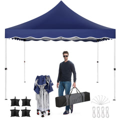 HOTEEL 10x10 Pop Up Canopy Outdoor Shade, Easy Up Sun Shelter with One Person Set Up Center Lock, Commercial Instant Canopy Tent, Portable Instant Camping Beach Canopy Tents for Parties, Beach