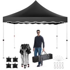 HOTEEL 10x10 Pop Up Canopy Outdoor Shade, Easy Up Sun Shelter with One Person Set Up Center Lock, Commercial Instant Canopy Tent, Portable Instant Camping Beach Canopy Tents for Parties, Beach