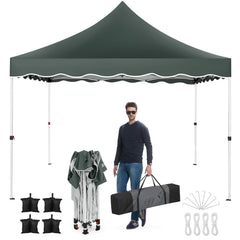 HOTEEL 10x10 Pop Up Canopy Outdoor Shade, Easy Up Sun Shelter with One Person Set Up Center Lock, Commercial Instant Canopy Tent, Portable Instant Camping Beach Canopy Tents for Parties, Beach