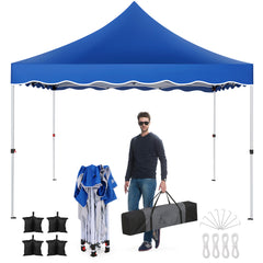 HOTEEL 10x10 Pop Up Canopy Outdoor Shade, Easy Up Sun Shelter with One Person Set Up Center Lock, Commercial Instant Canopy Tent, Portable Instant Camping Beach Canopy Tents for Parties, Beach