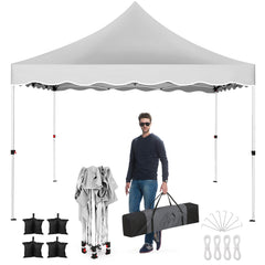 HOTEEL 10x10 Pop Up Canopy Outdoor Shade, Easy Up Sun Shelter with One Person Set Up Center Lock, Commercial Instant Canopy Tent, Portable Instant Camping Beach Canopy Tents for Parties, Beach