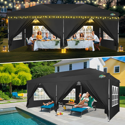 COBIZI 10'x20' Pop-Up Canopy With Side Walls & Reinforced Poles SPC241