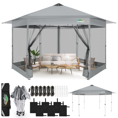 COBIZI 13'x13' Portable Pop Up Canopy Gazebo With 6 Mosquito Netting Sidewalls , SPC266