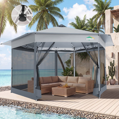 COBIZI 13'x13' Portable Pop Up Canopy Gazebo With 6 Mosquito Netting Sidewalls , SPC266
