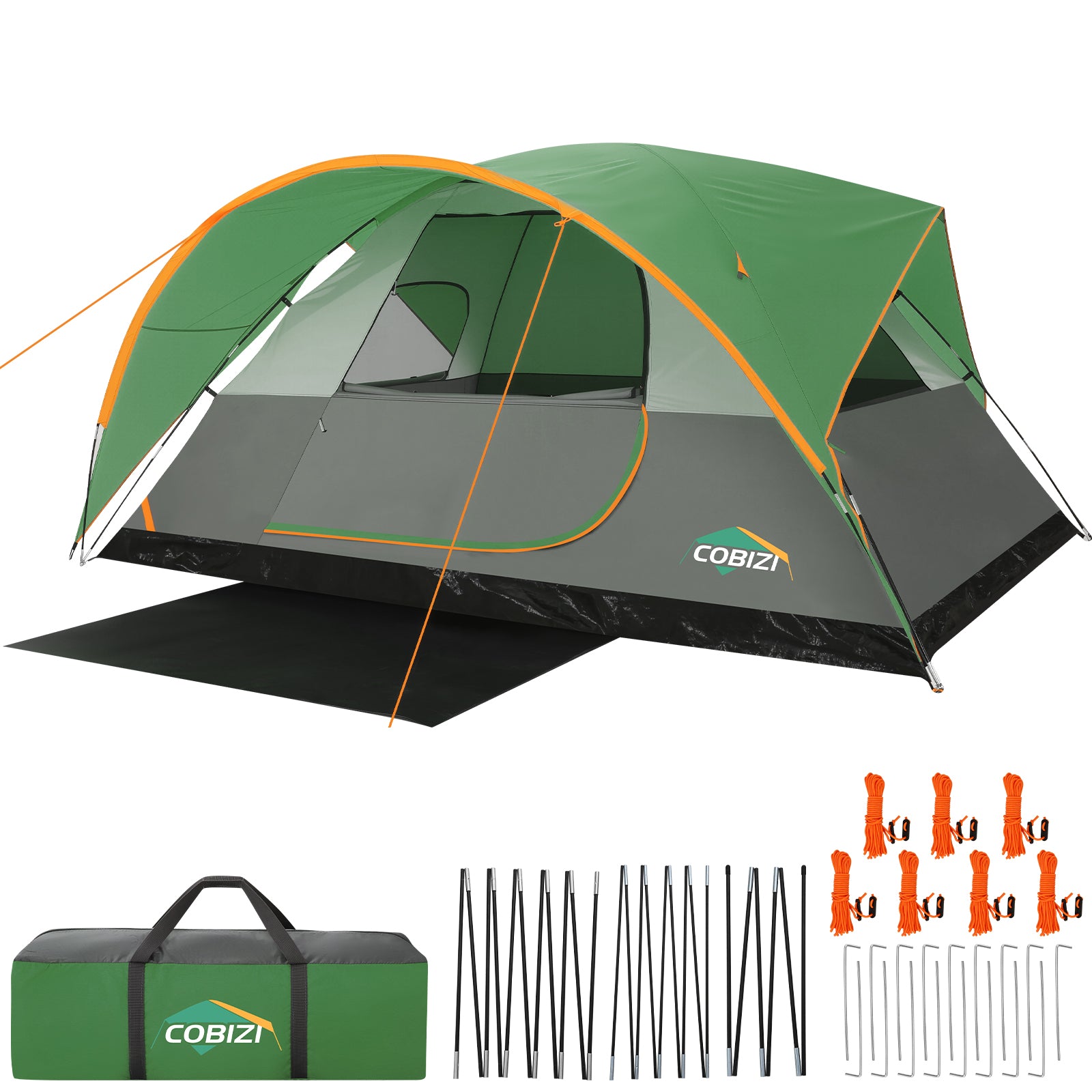 COBIZI 8-10 Person Camping Tent, Waterproof Family Tent with Removable Rainfly, Large Spacious Outdoor Tent with Mesh Ventilation, Easy Setup Portable Tent  SPC000268