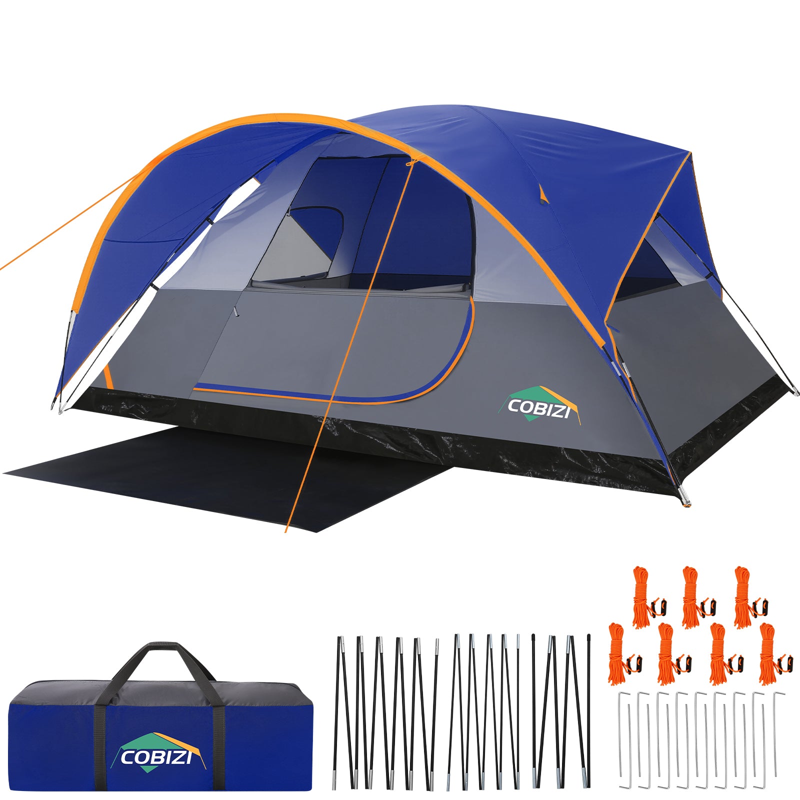 COBIZI 8-10 Person Camping Tent, Waterproof Family Tent with Removable Rainfly, Large Spacious Outdoor Tent with Mesh Ventilation, Easy Setup Portable Tent  SPC000268