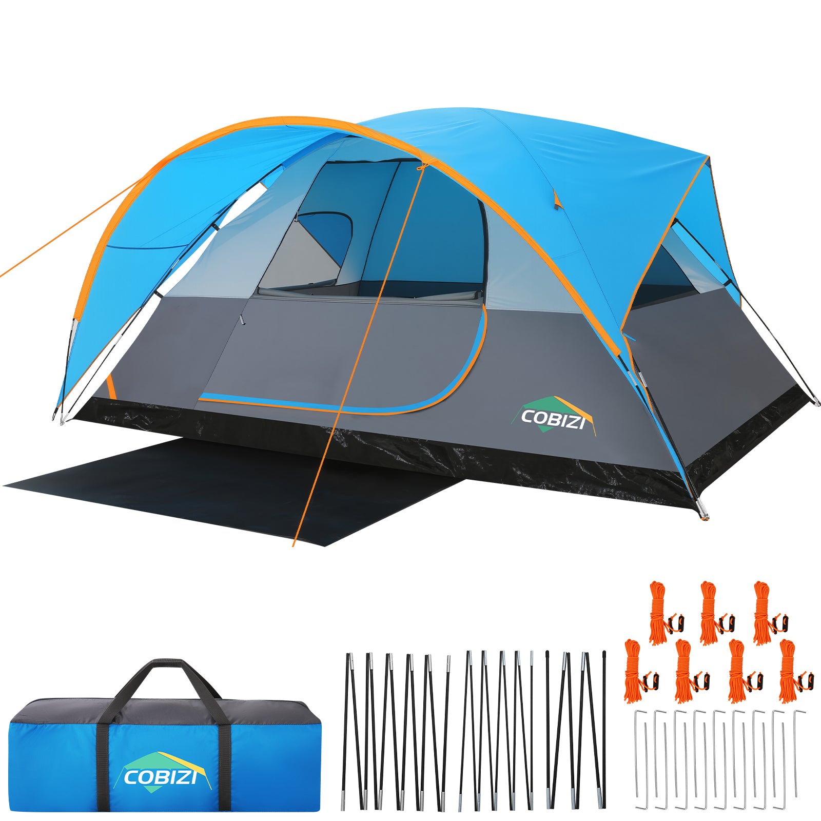 COBIZI 8-10 Person Camping Tent, Waterproof Family Tent with Removable Rainfly, Large Spacious Outdoor Tent with Mesh Ventilation, Easy Setup Portable Tent  SPC000268